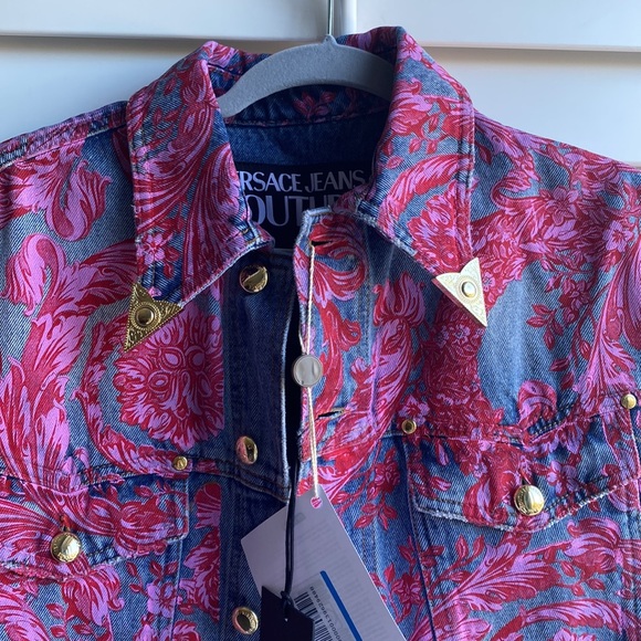 Versace Jeans Couture Pink Baroque Denim Vest - Picture 2 of 12